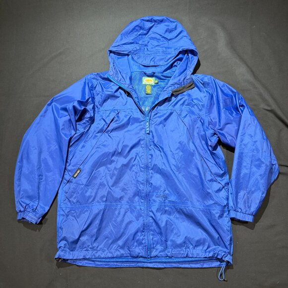 Cabelas Women’s Packable Windbreaker Large Blue Vented Hooded Full Zip - Picture 2 of 13